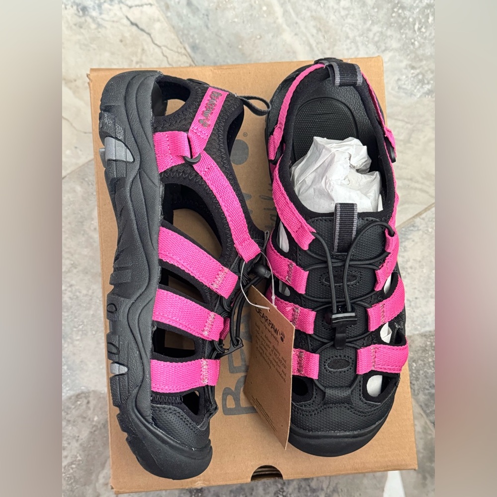 BearPaw Black and Hot Pink Outdoor Sport Sandals